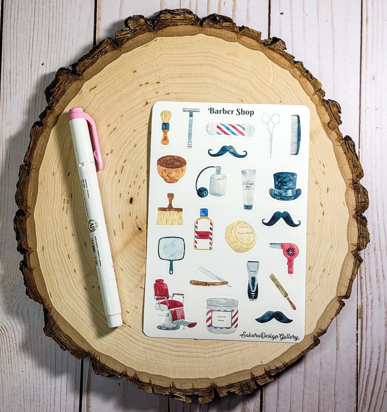 Barber Razor Sticker Barber Shop Sticker Sheet – Vintage Barber and Hairstylist Stickers for ...