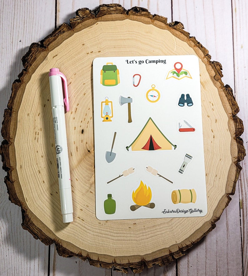 Camp Sticker Craft Camping Sticker Sheet, Cute Camp Stickers, Kids Stickers, Journal ...