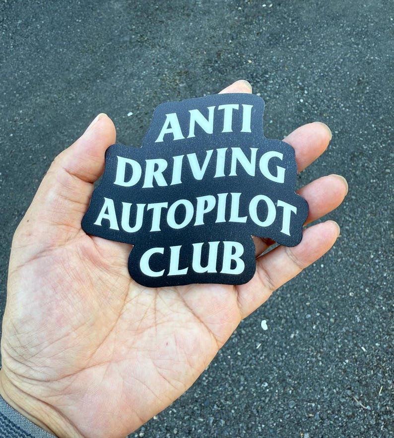 Anti Driving Autopilot Club Sticker – Funny Tesla FSD Decal for Model Y ...
