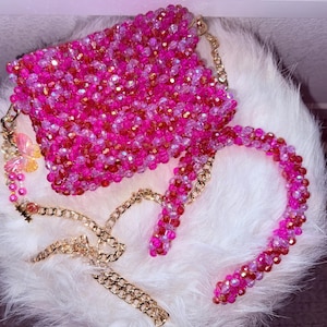 Pink Multicolor Beaded Headband