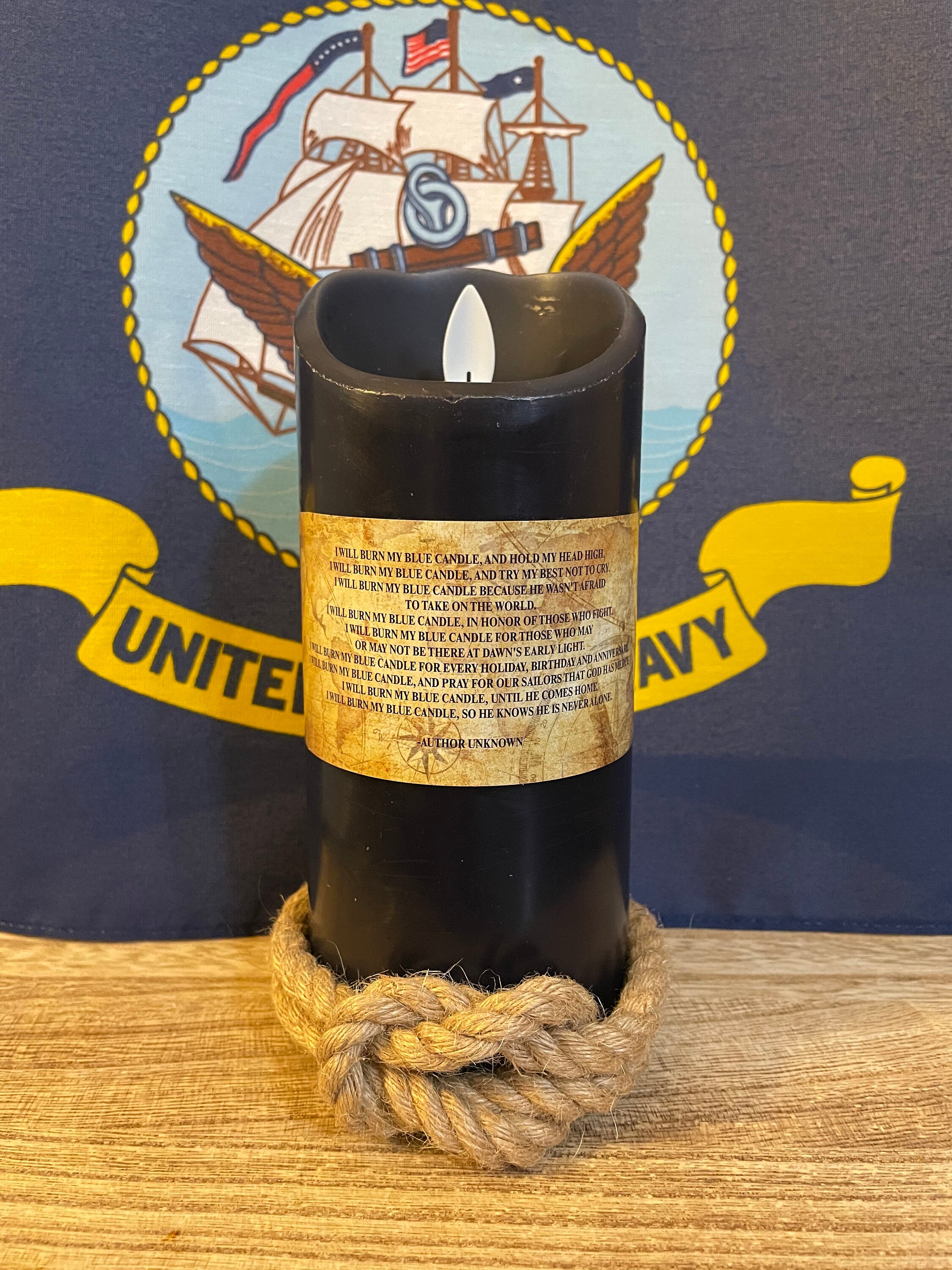 Navy Blue Candle Flameless Etsy