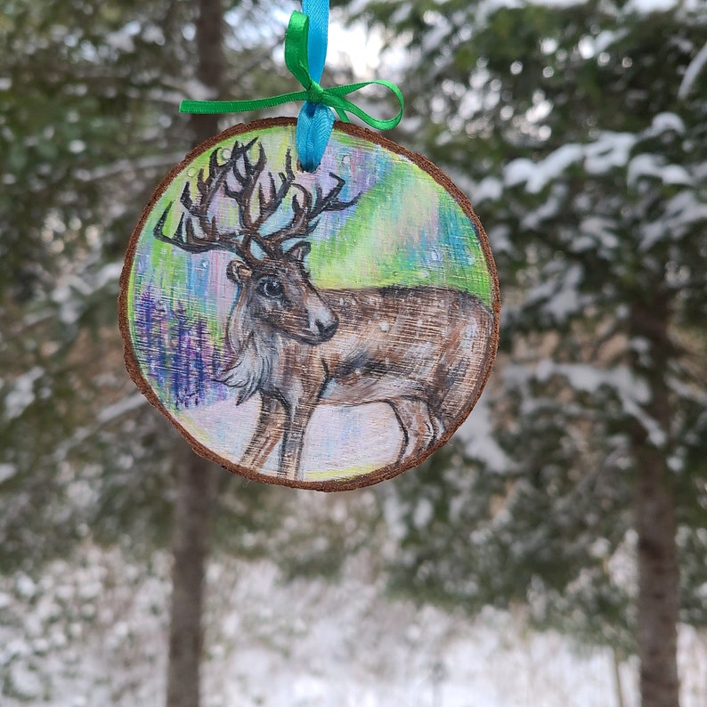 Northern Lights Reindeer Ornament