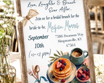 Love Laughter Brunch Bridal Shower Invitation, Rustic Pancake Couples Shower (Digital Download)