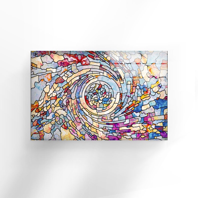 Tempered Glass Wall Artoversized Office Wall Decorabstract Etsy