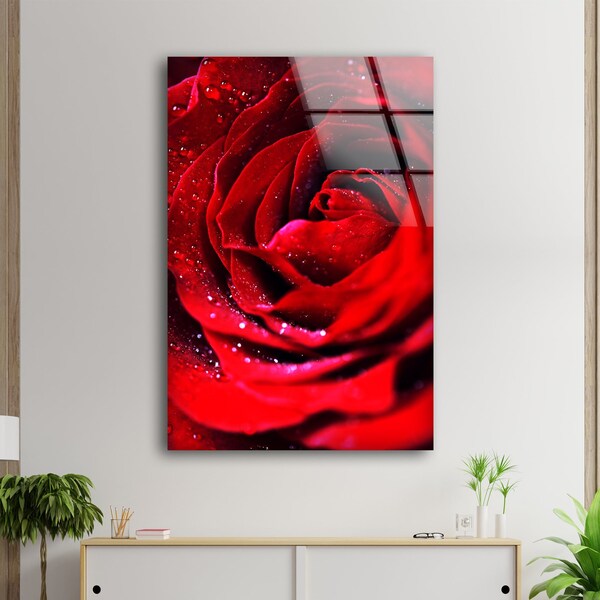 Tempered Glass Rose Wall Art Etsy