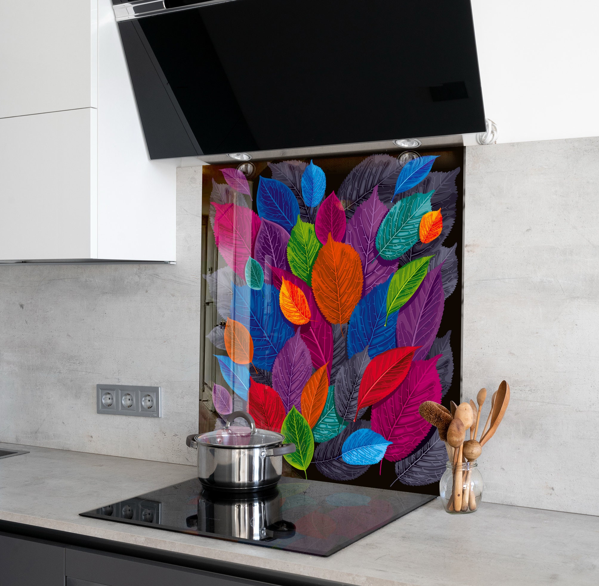 Kitchen Glass SplashbackTempered Glass Backsplash Tile Kitchen