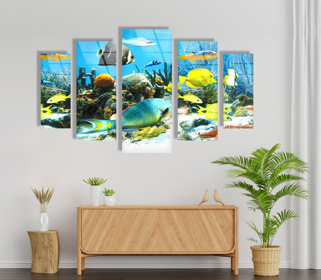 Tempered Glass Aquarium Wall Art5 Piece Wall Artpanoramic Etsy