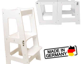 2-in-1 Montessori Learning Tower for Children, Multifunctional High Chair, Step Stool, Chair + Table made of Wood, Stool for Boys & Girls