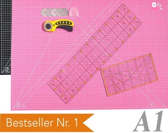 45 mm rotary cutter SET A1 90x60 self-healing cutting mat 2x patchwork ruler desk pad craft mat 5 layers DIN A1