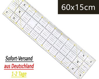 Premium Patchwork Ruler 60 cm x 15 cm Transparent 2-color print cm grid and angle display in 30/45/60 Patchwork Sewing Quilting 60x15