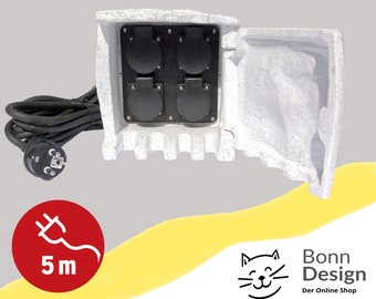 Outdoor socket + 5 m cable 4-way garden socket stone socket IP44 distributor Christmas lights invisible outdoor