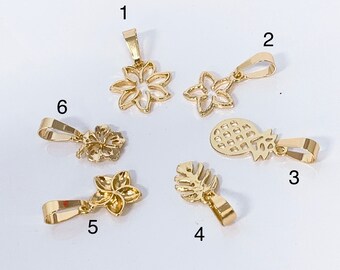 Charms, Pineapple, Tiare, Plumeria, Monstera, Hibiscus, Cutout, Bracelet Charms