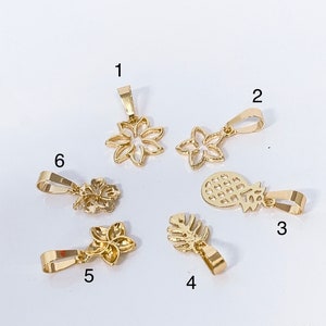 Charms, Pineapple, Tiare, Plumeria, Monstera, Hibiscus, Cutout, Bracelet Charms