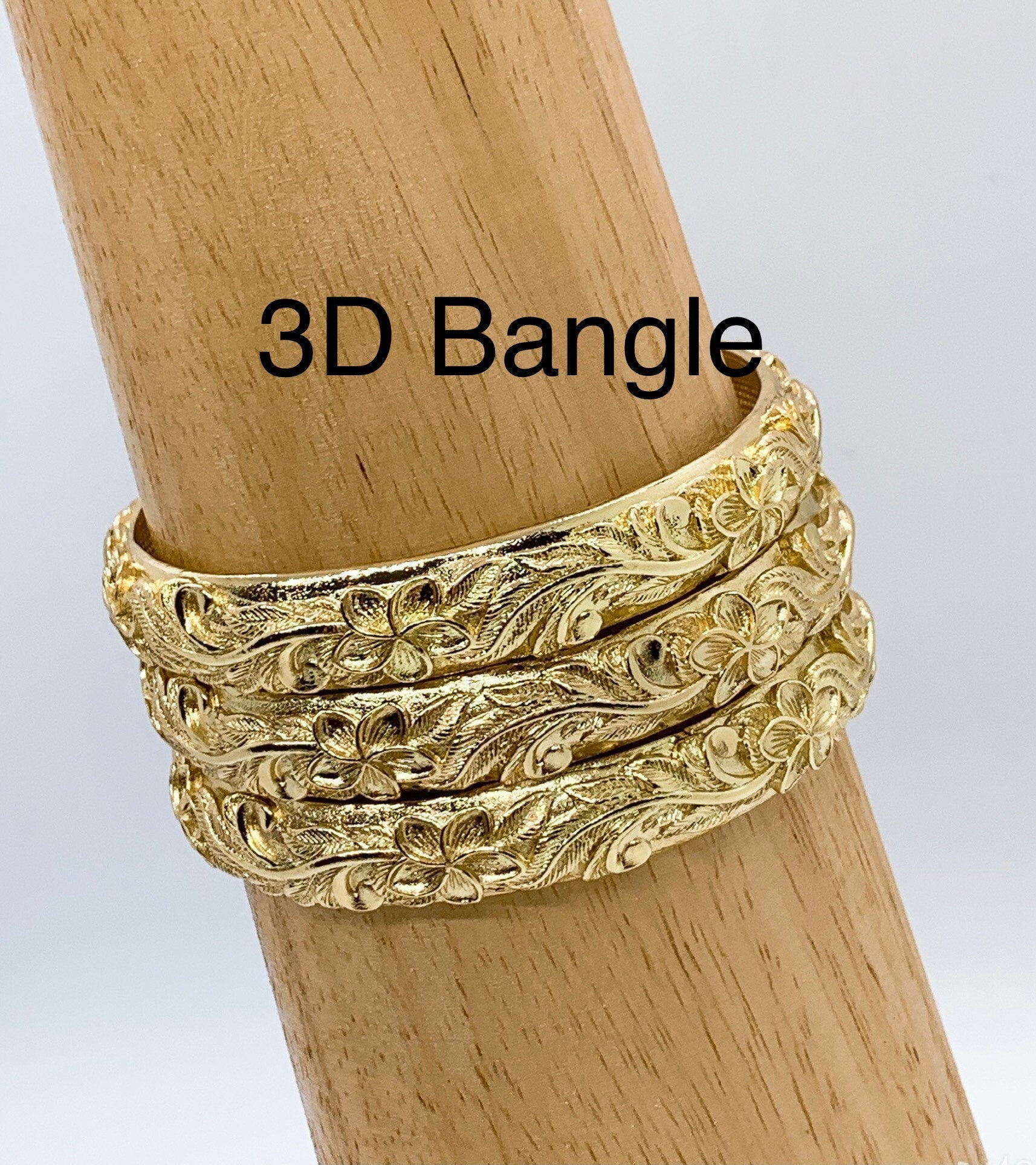 10mm Hawaiian 3D Plumeria Flower Design Bangle
