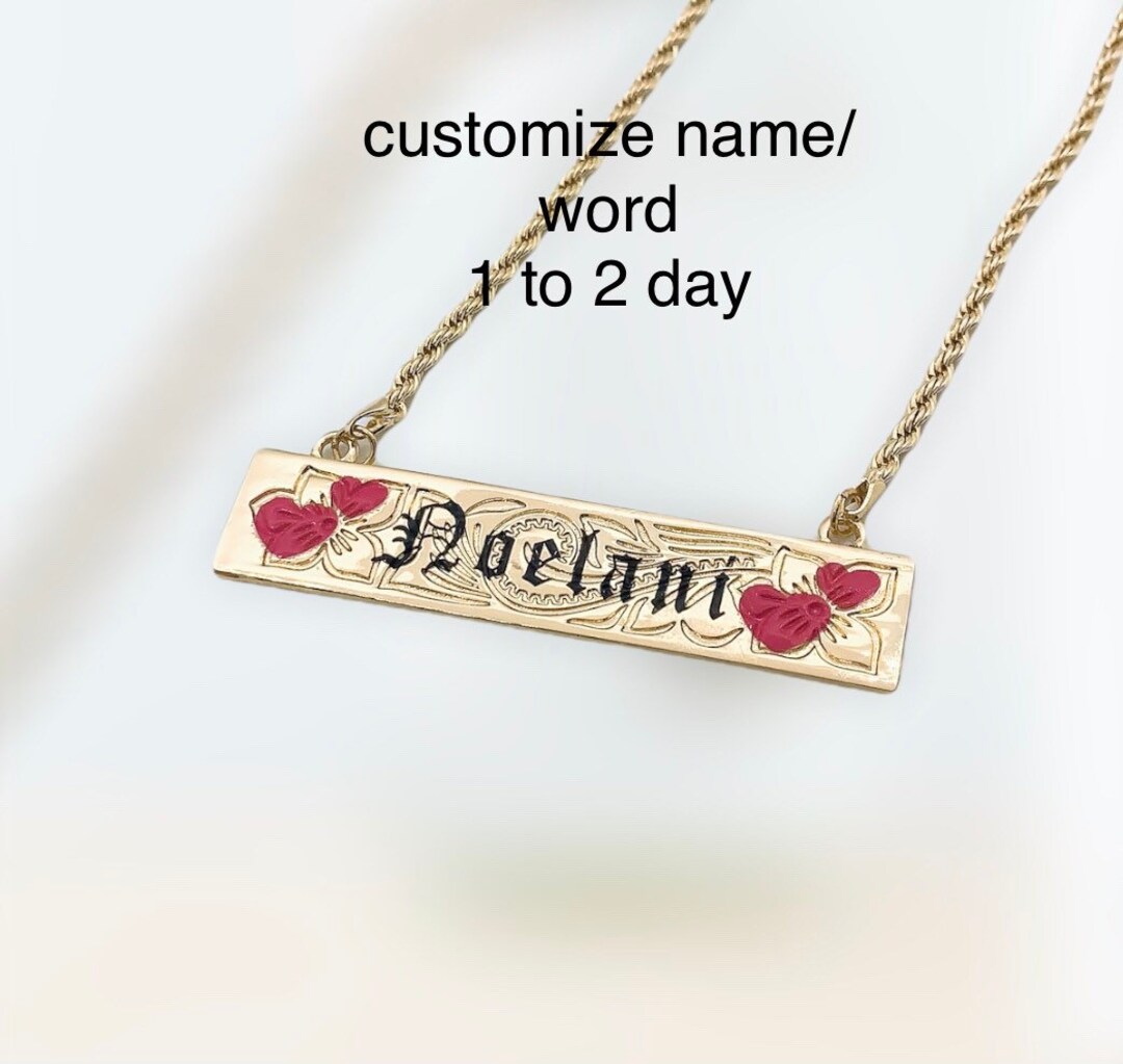 Horizontal hawaiian name plate necklace Clearance