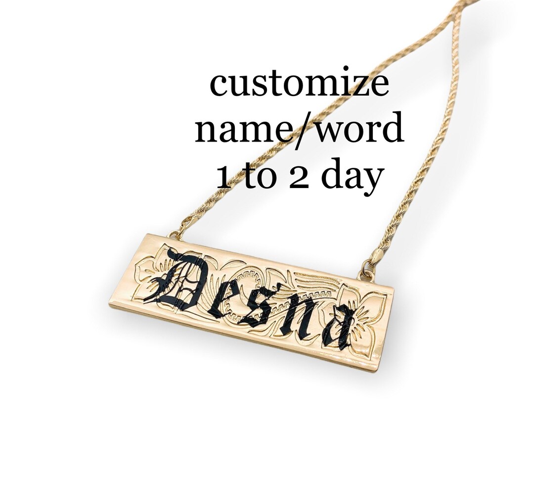 Horizontal hawaiian name plate necklace Clearance