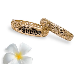 Kuuipo With Plumeria Flower 12MM Hawaiian Hamilton Gold Hinge