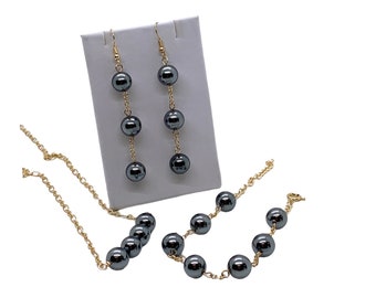 Shell Pearls Hamilton Gold Chain Jewelry Set