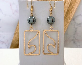 Hawaiische Muschel-Perle und Muschel-Ohrringe in Gold
