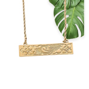 15mm Hawaiian Flower Plate Hamilton Necklace Rope Chain w/ Extension