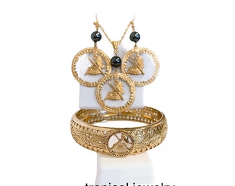 Samoa Seal Hamilton Gold Set Earring Necklace Bracelet