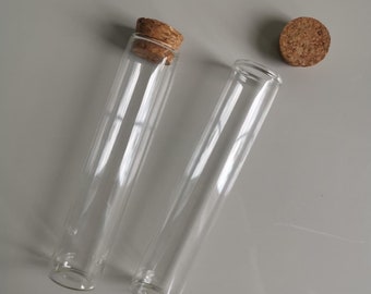 Flat Bottom Glass Test Tube with Cork - Propagation Tube Replacement - 1" Test Tube -