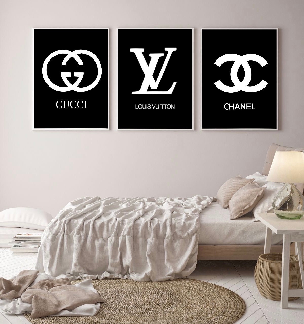 Set of 3 Logo Gucci Louis Vuitton and Channel wall art prints | Etsy