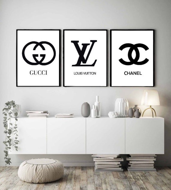 Set of 3 Logo Gucci Louis Vuitton and Channel wall art prints | Etsy