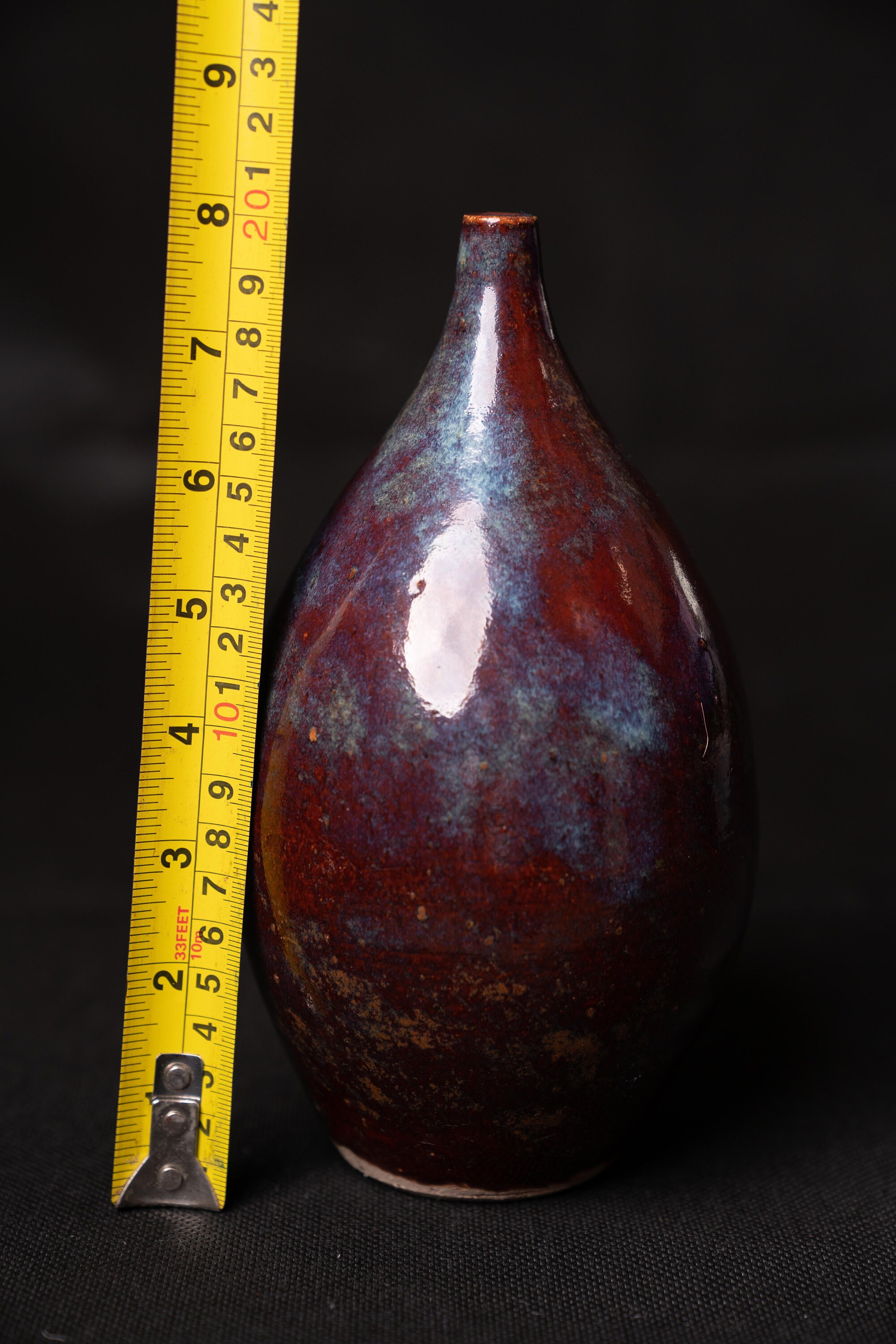 Thin neck bud vase Blue rutile over firebrick glaze Etsy