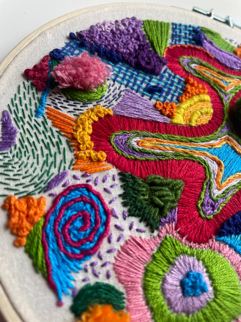 Abstract Embroidery Art Etsy