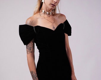 Off Shoulder Velvet Dress - Etsy