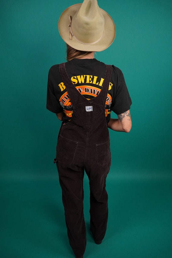 70s Unisex Brown Lee Corduroy Overalls, Corduroy O