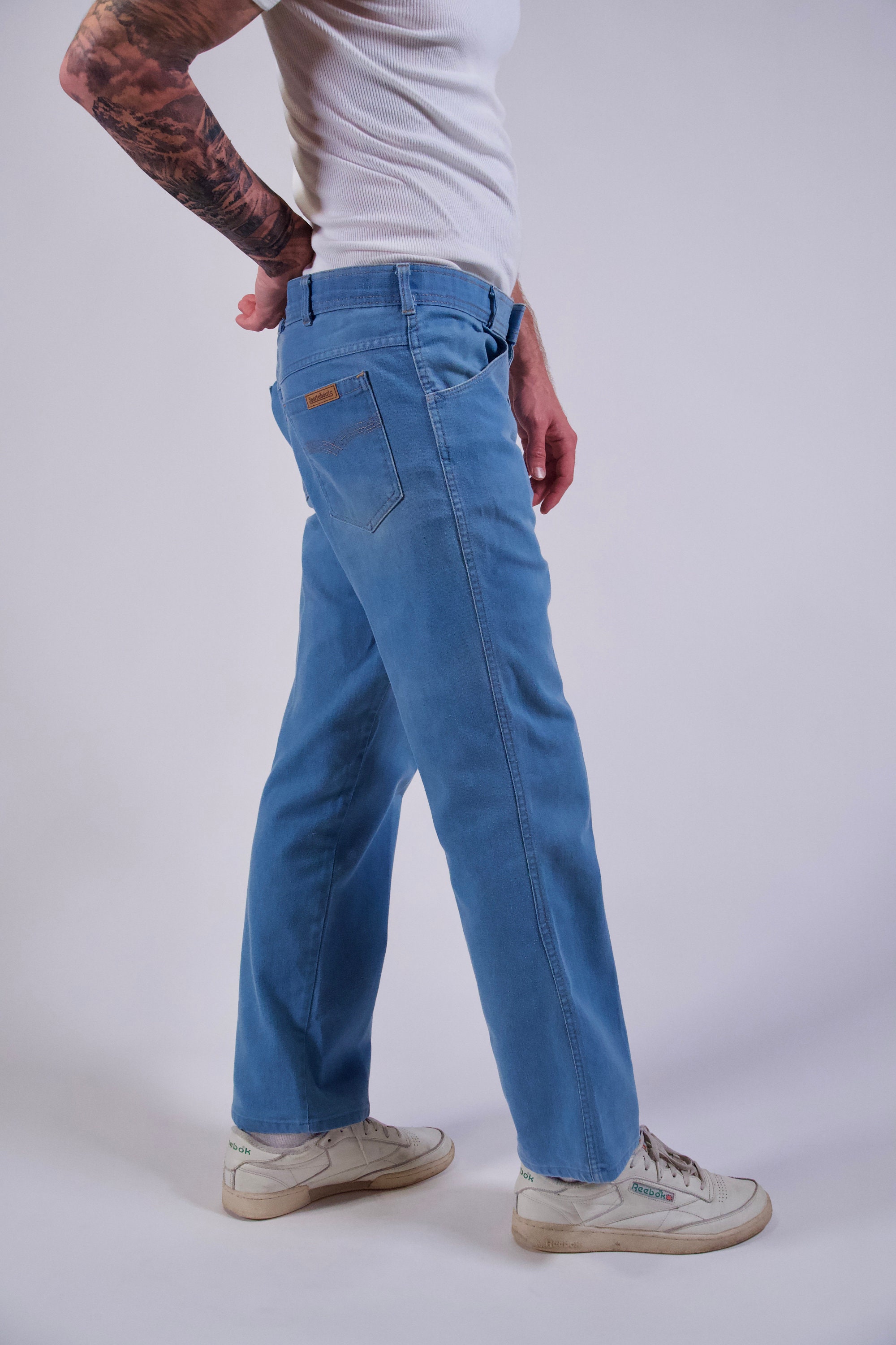 70s Mens High Rise Jeans Light Wash Straight Leg Vintage 1970s Etsy
