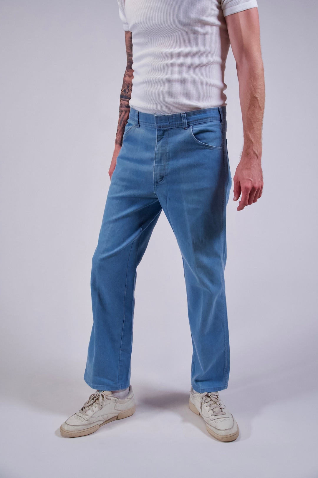 70s Mens High Rise Jeans Light Wash Straight Leg Vintage 1970s Etsy