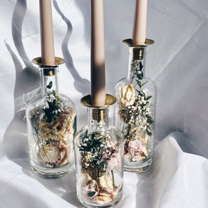 Preserved bridal bouquet dried flower glass bottle candle holder image 8