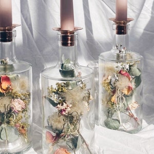 Preserved bridal bouquet dried flower glass bottle candle holder Bottle One (700ml)