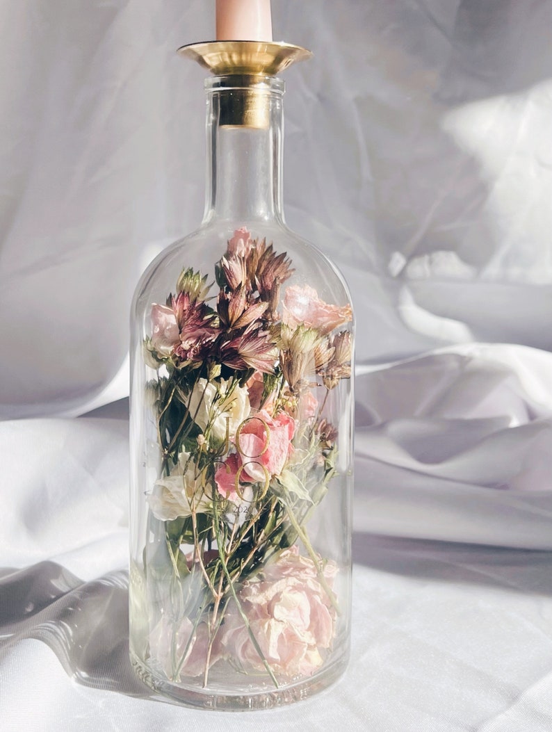 Preserved bridal bouquet dried flower glass bottle candle holder Bottle Five (1000ml)