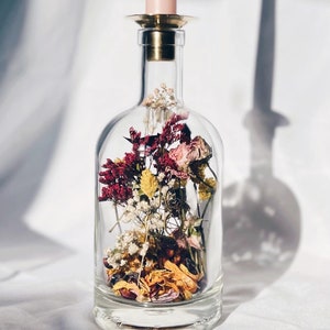 Preserved bridal bouquet dried flower glass bottle candle holder image 5