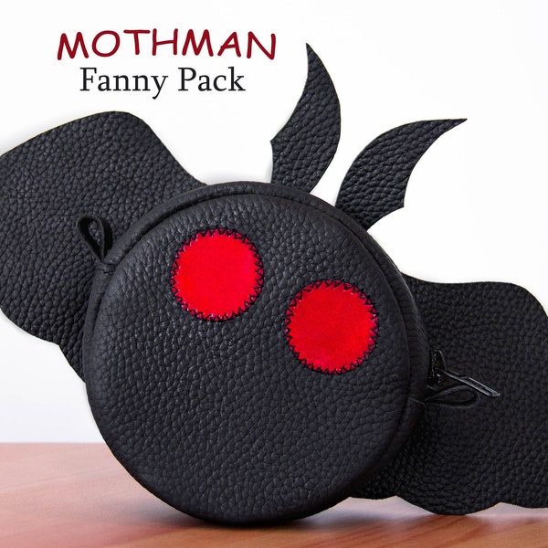 Mothman fanny pack Leather belt bag Cryptid Luna moth Shoulder bag