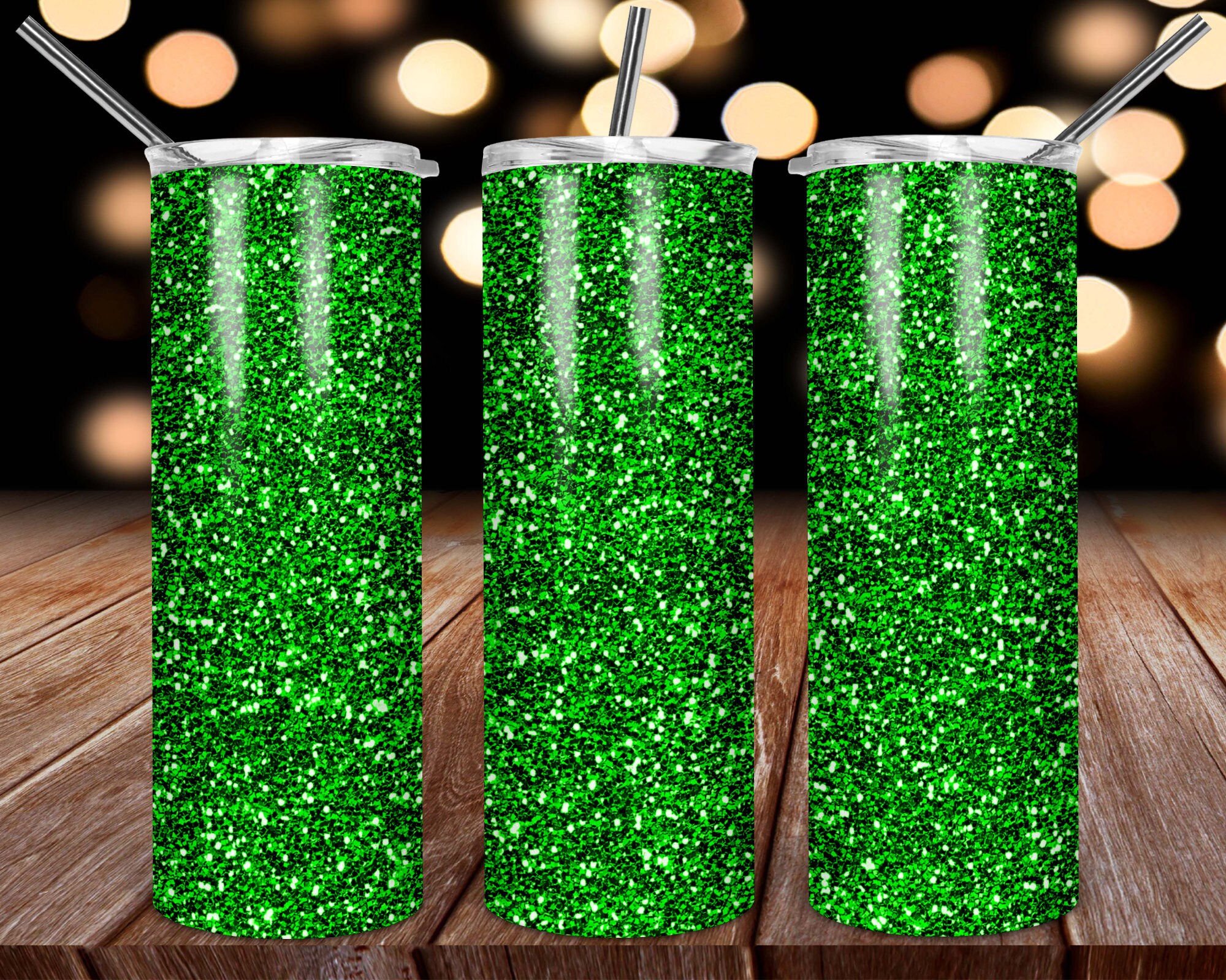 Green glitter 20oz skinny straight sublimation tumbler design Etsy