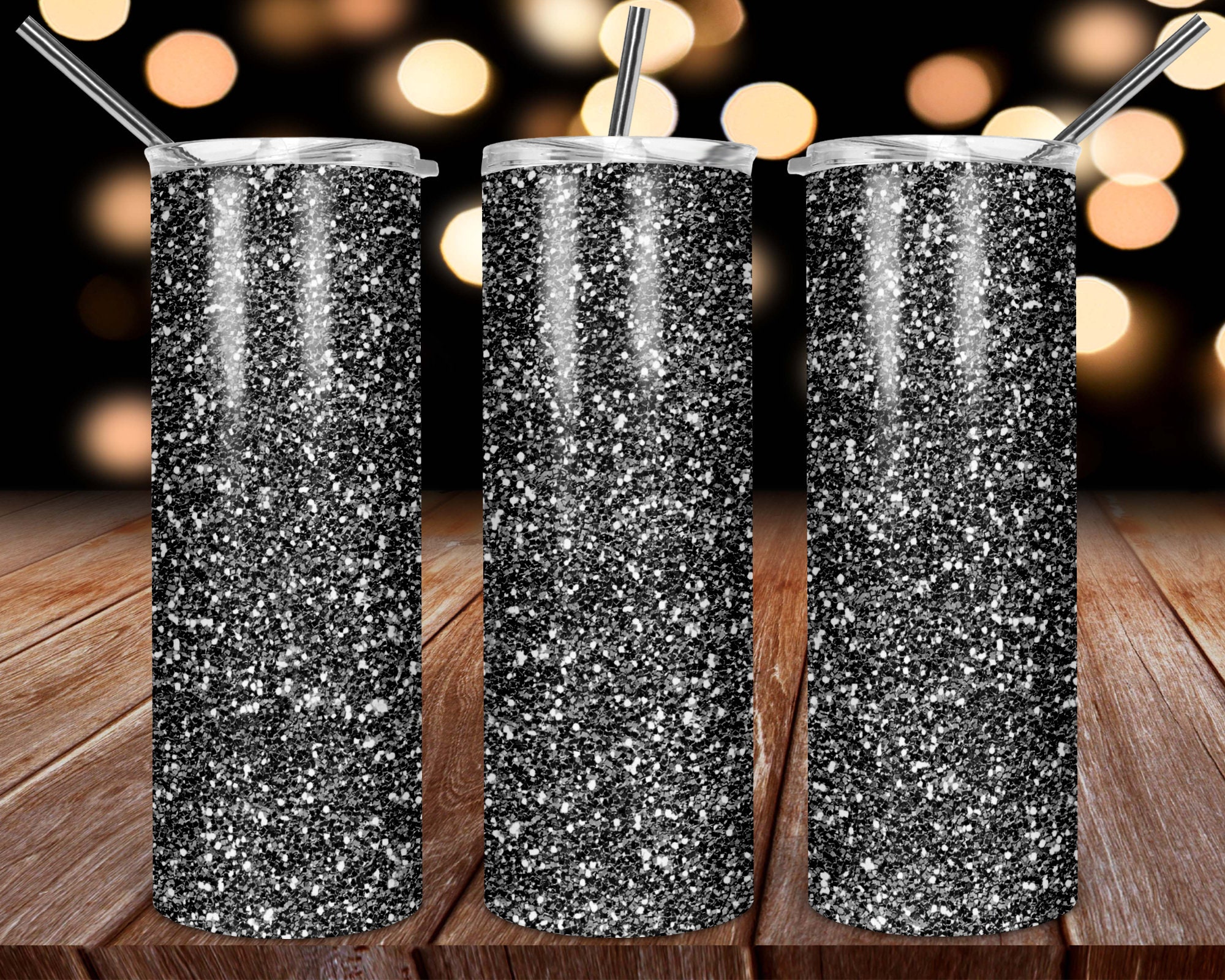 Black glitter 20oz skinny straight sublimation tumbler design Etsy