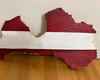Latvia Wooden Country Flag | Latvia Cutout | Latvia Flag | Latvia Pub Decor| Latvia | Wall Art | Wall Decor | Wall Hanging