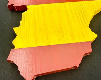 Wooden Spain Flag Map Wall Art | Spain Decor Home Accent