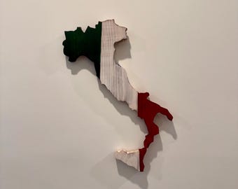 Wooden Italy Flag Map Wall Art | Italian Wall Decor