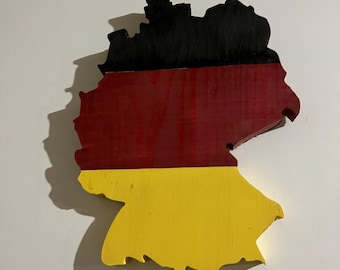 German Flag Map Cutout | CNC Stained Pine Wood Wall Art