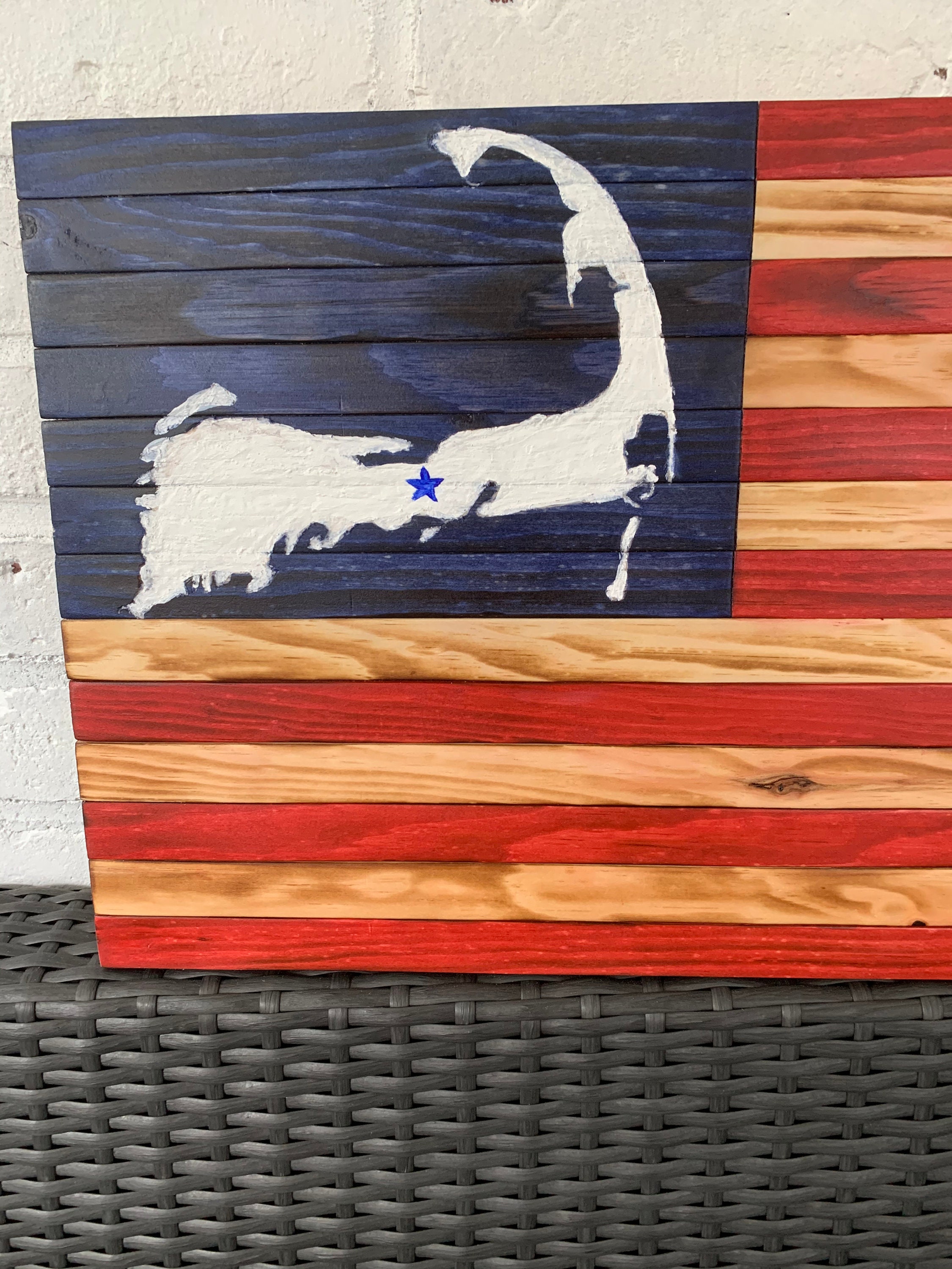 Cape Cod Flag Valance Rustic Wooden Cape Cod American Flag – American Wood Flag, Cape Cod ...