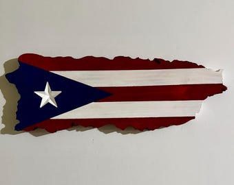 Puerto Rico Wall Decor | Wooden Puerto Rican Flag Wall Art