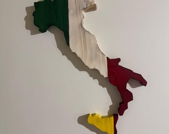 Wooden Italy Flag Map Wall Art | Italian Wall Decor