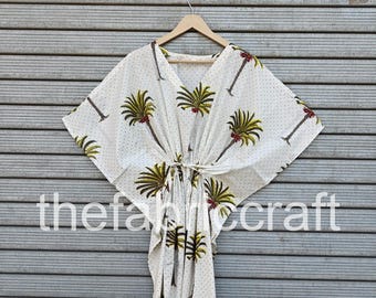 Vestido caftán de algodón con estampado indio: vestido de maternidad de talla grande para verano