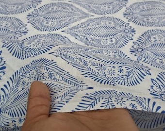 Tissu en coton imprimé main : tissu à coudre indien par mètre